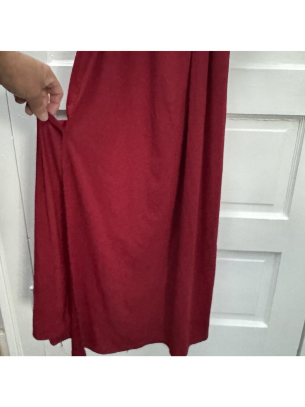Pinup Fashion Burgundy Off Shoulder Maxi Dress Flutter Sleeve Belted 18 - Picture 4 of 12